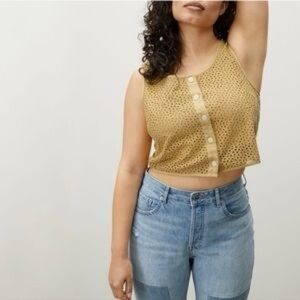 Everlane yellow eyelet tank 4